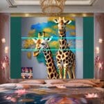 Giraffe Face Golden Frame Artistic Digital Wall Art Decor _56 - Image 2