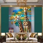 Giraffe Face Golden Frame Artistic Digital Wall Art Decor _56 - Image 3