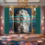 Lion Face Golden Frame Natural Digital Wall Art Decor _01 - Image 2