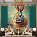Rabbit
Face Gold Frame Artistic Digital Wall Art Decor _100 - Image 3