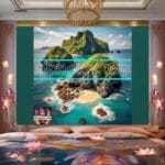 Rocks Island Heart Shape Artistic Digital Wall Art Décor _20 - Image 2