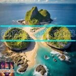 Rocks Island Heart Shape Artistic Digital Wall Art Décor _20