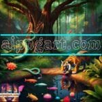 Tiger
  Drinking Water Artistic Digital Wall Art Hom Decor _20