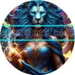 Mystical Awakening Lion Face Women Artistic Design Digital Wall Art Home Decor