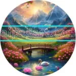 Sunrise Glowing Hut Natural View Artistic Digital Wall Art Home Decor