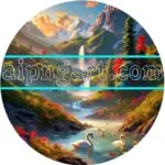 Mountain oil paint Natural View Artistic Digital Wall Art Home Decor
