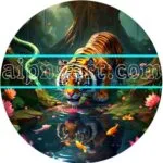 Tiger Drinking Water Natural View Artistic Digital Wall Art Home Decor