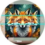 Fox Face Golden Frame Natural Artistic Digital Wall Art Home Decor