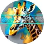 Giraffe Face Golden Frame Natural Artistic Digital Wall Art Home Decor