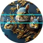 Squirrel Face Golden Frame Natural Artistic Digital Wall Art Home Decor