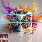 Cuboid 3D Natural Design Digital Wall Art Home Decor _140