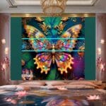 Butterfly Golden Frame Artistic Digital Wall Art Decor _84 - Image 2