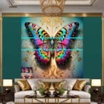 Butterfly Golden Frame Artistic Digital Wall Art Decor _100 - Image 3