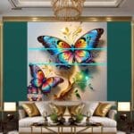 Butterfly Golden Frame Artistic Digital Wall Art Decor _36 - Image 3