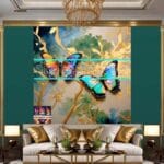 Butterfly Golden Frame Artistic Digital Wall Art Decor _50 - Image 3