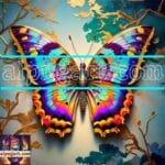 Butterfly Golden Frame Artistic Digital Wall Art Decor _102