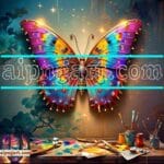 Butterfly Golden Frame Artistic Digital Wall Art Decor _103