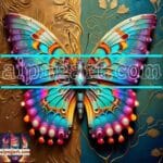 Butterfly Golden Frame Artistic Digital Wall Art Decor _106