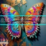 Butterfly Golden Frame Artistic Digital Wall Art Decor _108