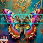 Butterfly Golden Frame Artistic Digital Wall Art Decor _109