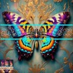 Butterfly Golden Frame Artistic Digital Wall Art Decor _111