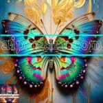 Butterfly Golden Frame Artistic Digital Wall Art Decor _112