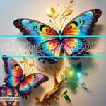 Butterfly Golden Frame Artistic Digital Wall Art Decor _36