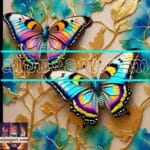 Butterfly Golden Frame Artistic Digital Wall Art Decor _37