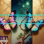 Butterfly Golden Frame Artistic Digital Wall Art Decor _38