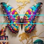 Butterfly Golden Frame Artistic Digital Wall Art Decor _40