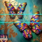 Butterfly Golden Frame Artistic Digital Wall Art Decor _49