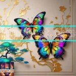 Butterfly Golden Frame Artistic Digital Wall Art Decor _53
