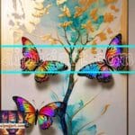 Butterfly Golden Frame Artistic Digital Wall Art Decor _54
