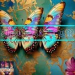 Butterfly Golden Frame Artistic Digital Wall Art Decor _57