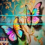 Butterfly Golden Frame Artistic Digital Wall Art Decor _59