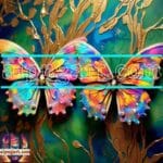 Butterfly Golden Frame Artistic Digital Wall Art Decor _61