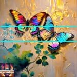 Butterfly Golden Frame Artistic Digital Wall Art Decor _62