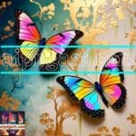 Butterfly Golden Frame Artistic Digital Wall Art Decor _63