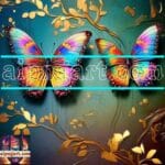 Butterfly Golden Frame Artistic Digital Wall Art Decor _64