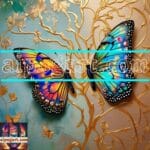 Butterfly Golden Frame Artistic Digital Wall Art Decor _67