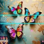 Butterfly Golden Frame Artistic Digital Wall Art Decor _68