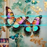 Butterfly Golden Frame Artistic Digital Wall Art Decor _70