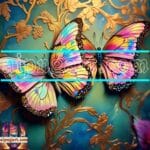 Butterfly Golden Frame Artistic Digital Wall Art Decor _74