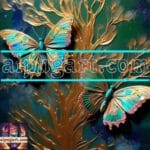 Butterfly Golden Frame Artistic Digital Wall Art Decor _75