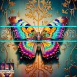 Butterfly Golden Frame Artistic Digital Wall Art Decor _77