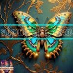 Butterfly Golden Frame Artistic Digital Wall Art Decor _85