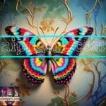 Butterfly Golden Frame Artistic Digital Wall Art Decor _90