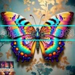 Butterfly Golden Frame Artistic Digital Wall Art Decor _91