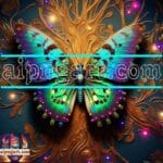 Butterfly Golden Frame Artistic Digital Wall Art Decor _96