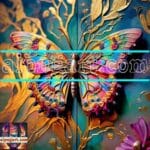 Butterfly Golden Frame Artistic Digital Wall Art Decor _97